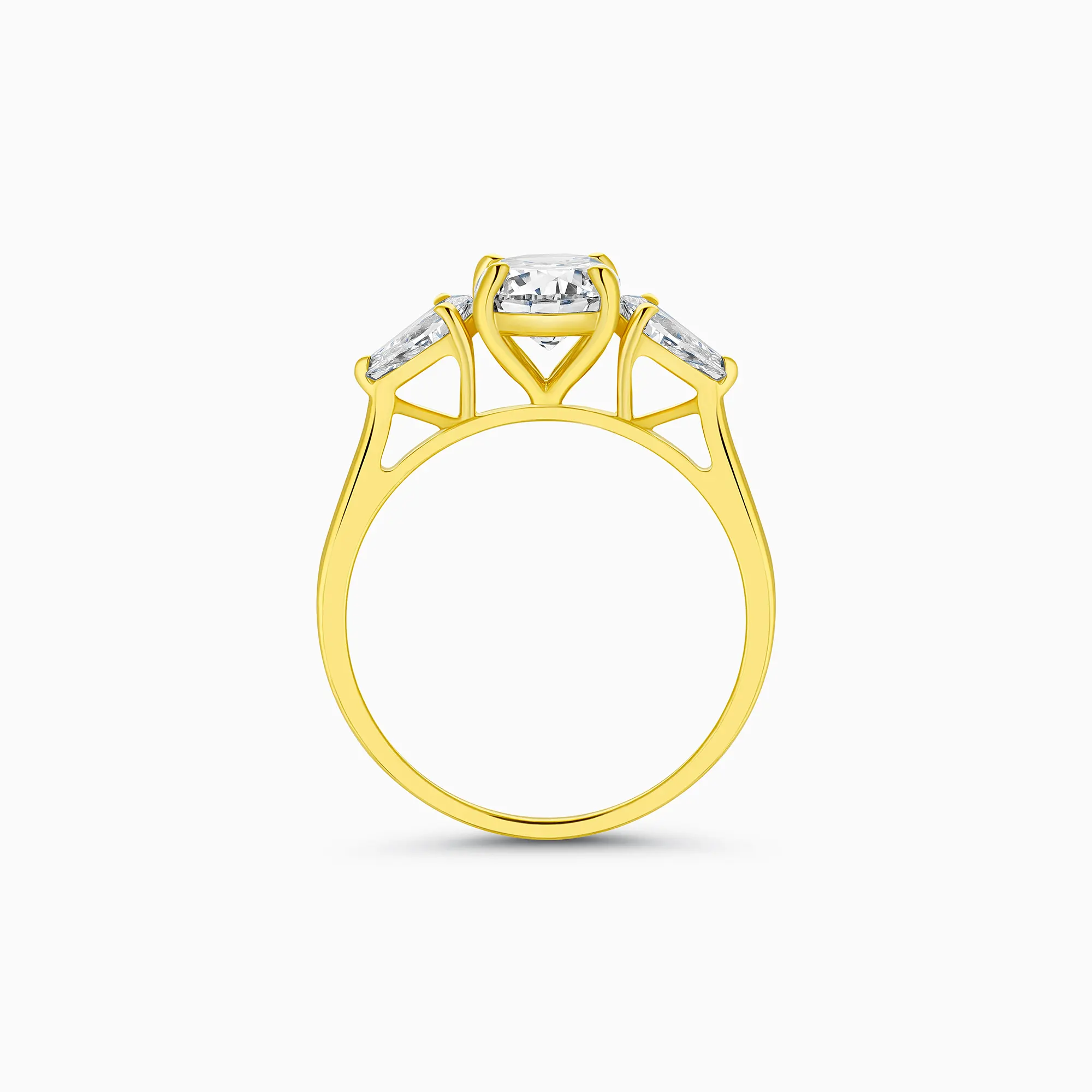 EHRN011939-RYG3 Yellow gold oval diamond trilogy ring, 2.13 carat center diamond