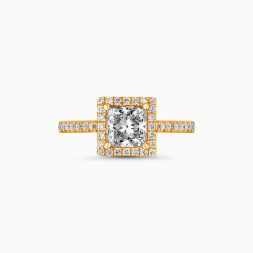 18K Princess Halo Diamond Ring