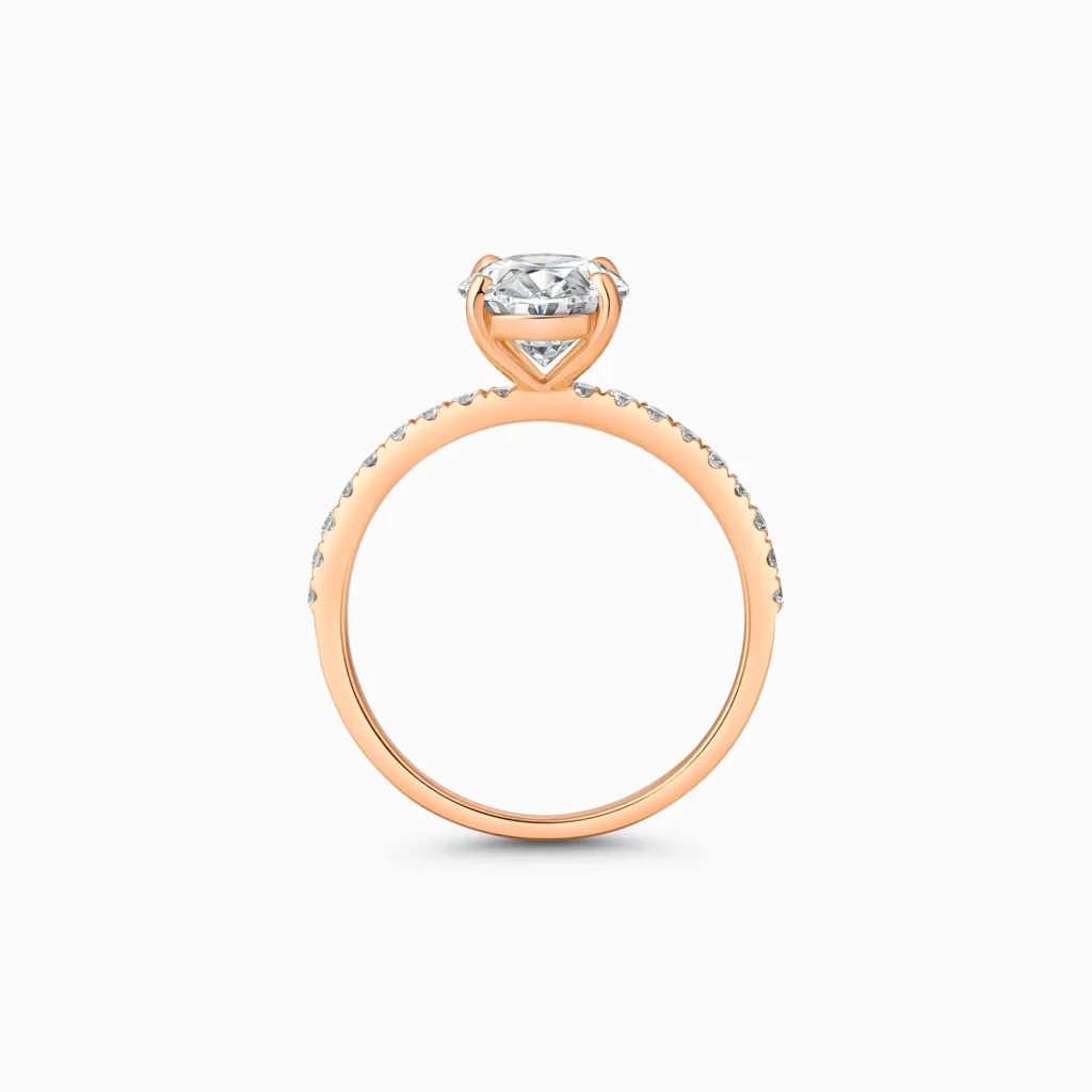 Rose gold oval cut diamond ring, 2.02 carat lab-grown diamond
