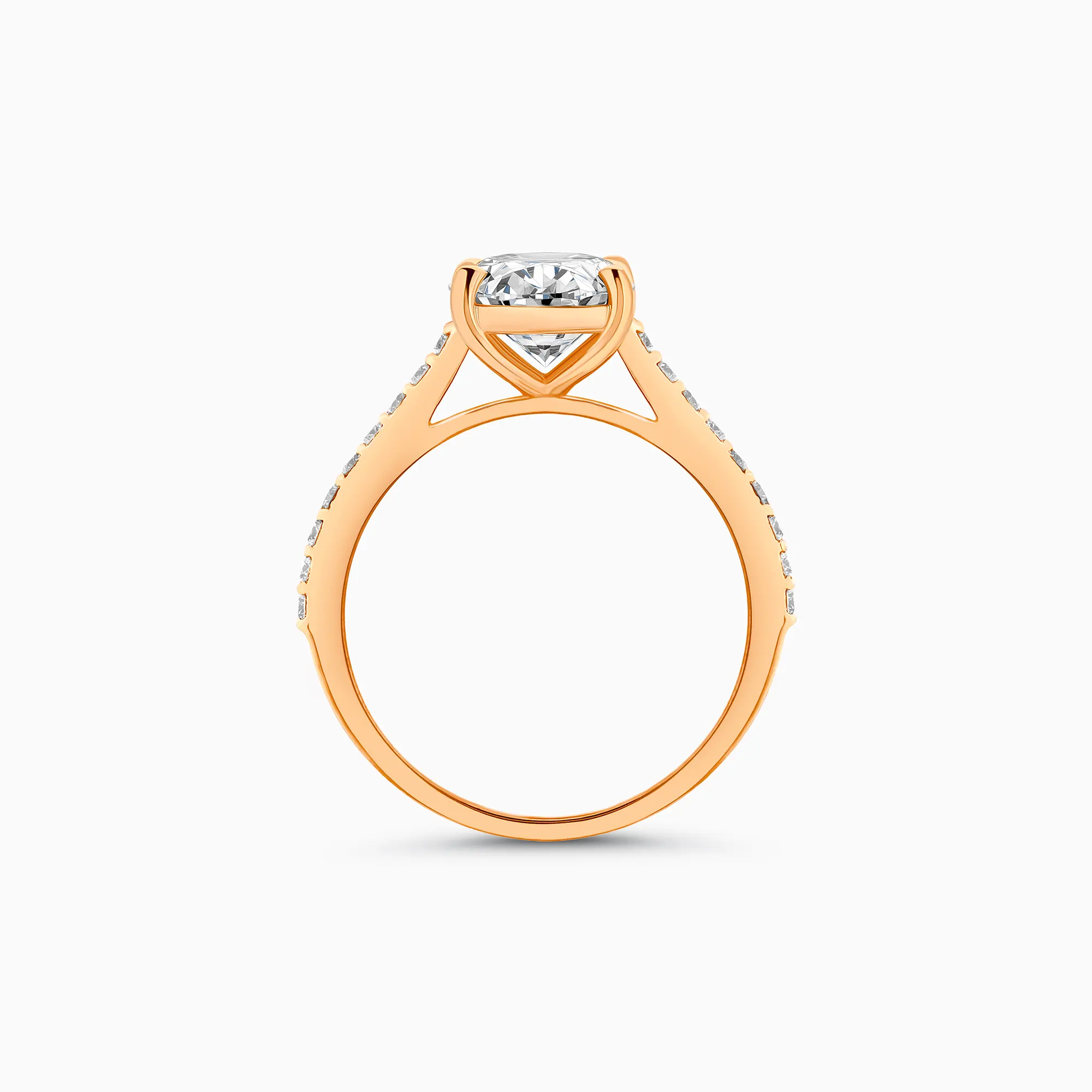 EHRN035673-RG3 18K rose gold oval cut lab diamond ring with side stones