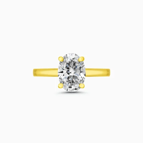 18K Oval Diamond Ring With Hidden Halo