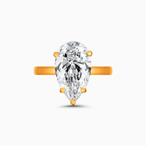 18K Pear Cut Diamond Ring 4.04 Carat