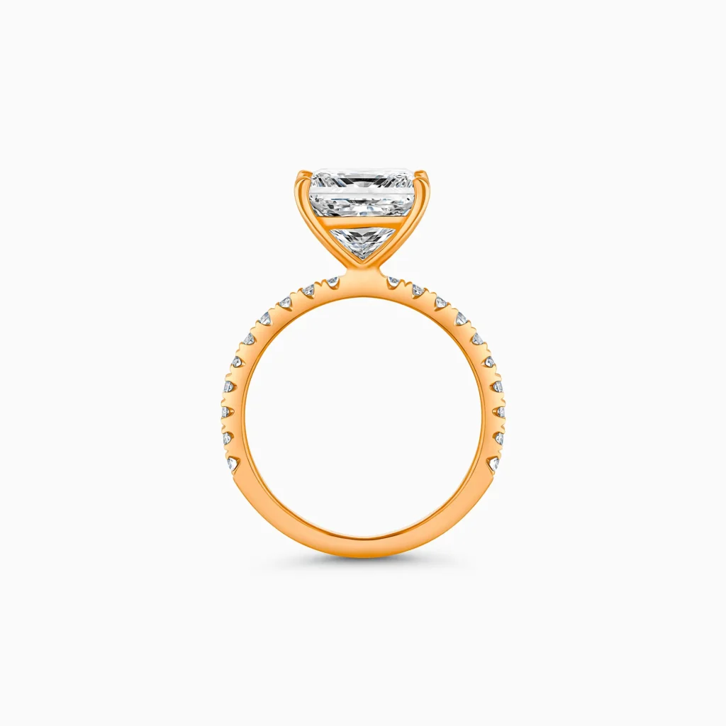 Rose gold princess cut diamond ring, 4.01 carat lab-grown diamond