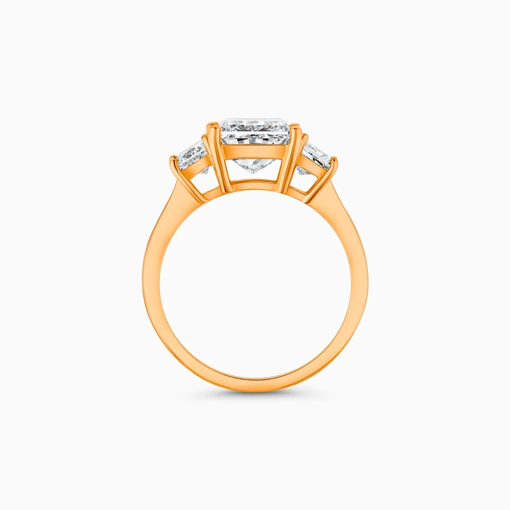 Rose gold princess cut diamond ring, 2.75 carat lab-grown diamonds