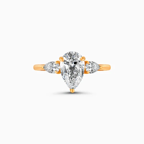 18K Pear Cut Diamond Trilogy Ring