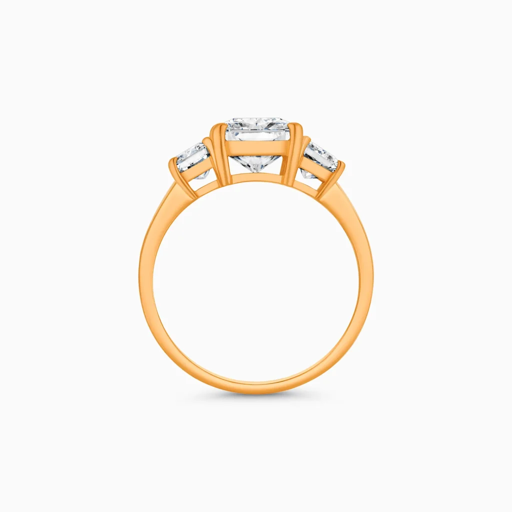 Rose gold radiant cut diamond ring, 3.25 carat lab-grown diamonds